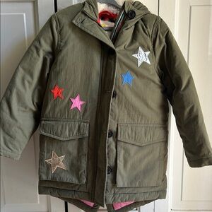 Mini Boden Olive Green Star Puffer Jacket